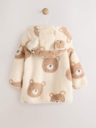 Natural Bear Face Fleece Zip Jacket