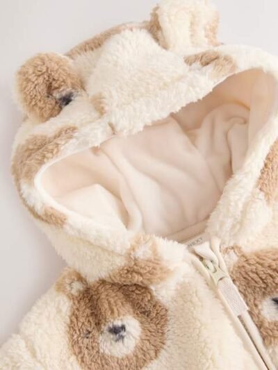 Natural Bear Face Fleece Zip Jacket