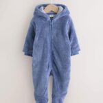 Navy Fleece Baby Pramsuit