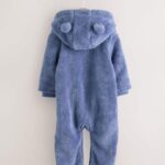 Navy Fleece Baby Pramsuit