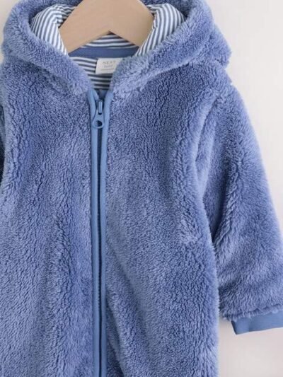 Navy Fleece Baby Pramsuit