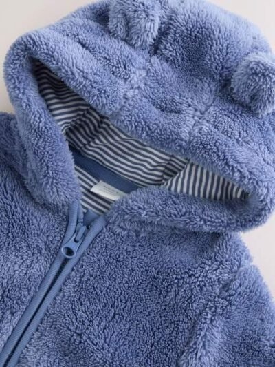 Navy Fleece Baby Pramsuit