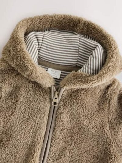 Mink Brown Fleece Baby Pramsuit