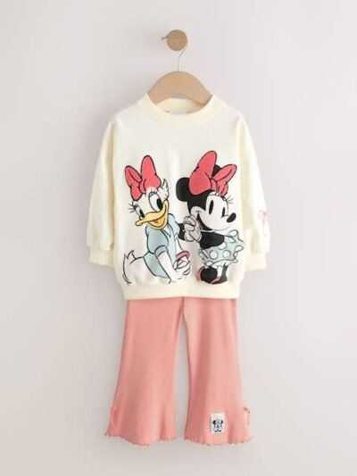Ecru White Disney Minnie Mouse and Daisy Duck Long Sleeve Top and Flare Set