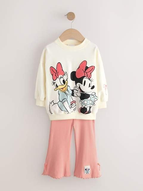 Ecru White Disney Minnie Mouse and Daisy Duck Long Sleeve Top and Flare Set
