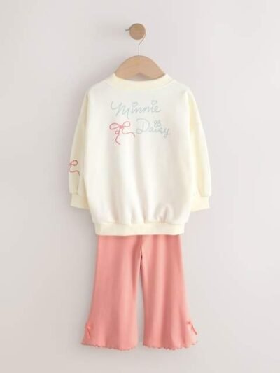 Ecru White Disney Minnie Mouse and Daisy Duck Long Sleeve Top and Flare Set