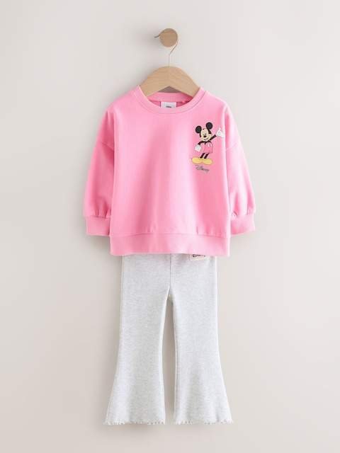 Pink Disney Mickey Mouse and Friends Long Sleeve Top and Flare Set