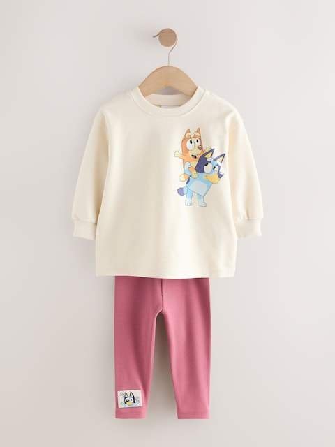 Ecru White Bluey Long Sleeve Top and Leggings Set