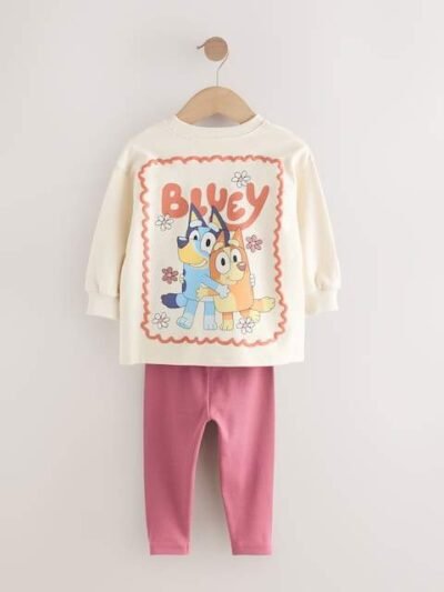 Ecru White Bluey Long Sleeve Top and Leggings Set