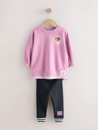 Purple Disney Princess Long Sleeve Mock Layer Top and Leggings Set