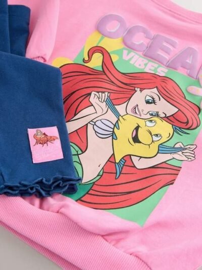 Pink Ariel Little Mermaid Long Sleeve Top and Leggings Set