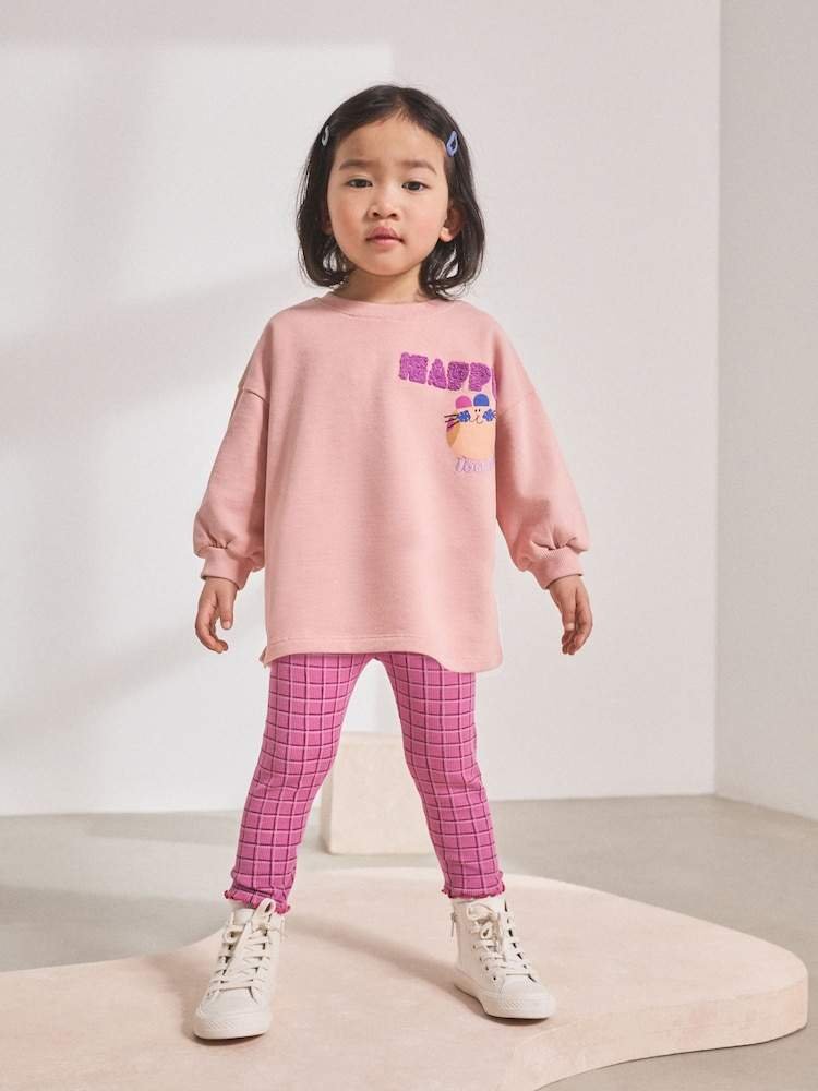 Pink Bunny Long Sleeve Top and Leggings Set