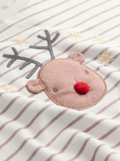 Neutral Reindeer Long Sleeve Top and Flare Set