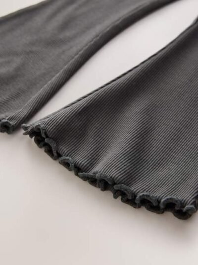 Black/White Bows Long Sleeve Blouse and Leggings Set