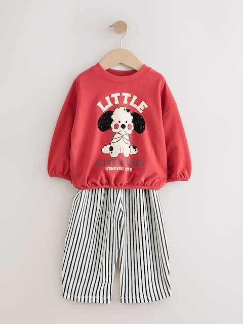 Red Dog Long Sleeve Top and Barrel Trousers Set