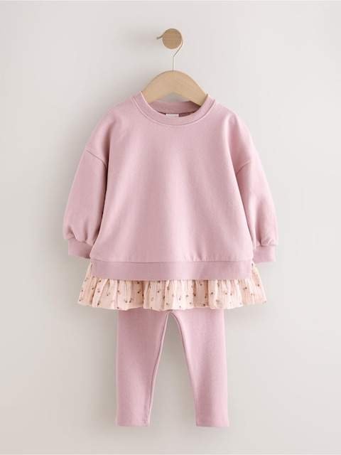 Pink Long Sleeve Top and Leggings Set