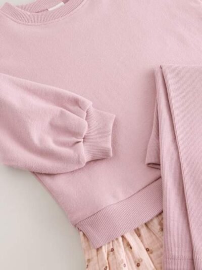 Pink Long Sleeve Top and Leggings Set