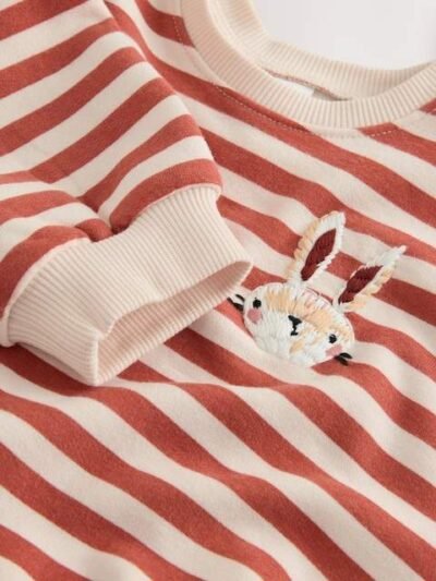 Orange Striped Long Sleeve Top and Skirt Set