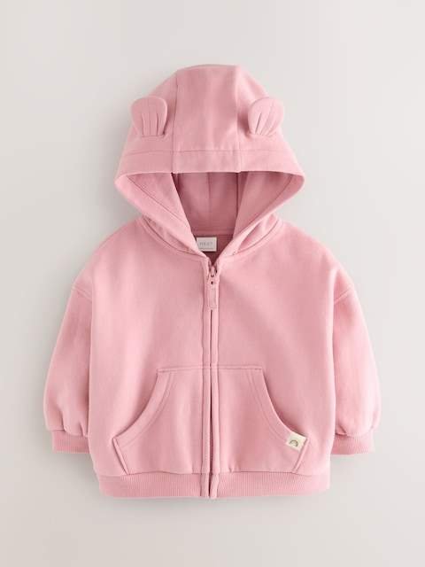Rose Pink Zip Through Hoodie