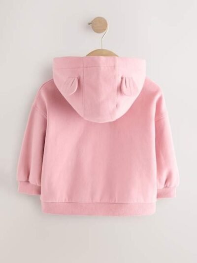 Rose Pink Zip Through Hoodie