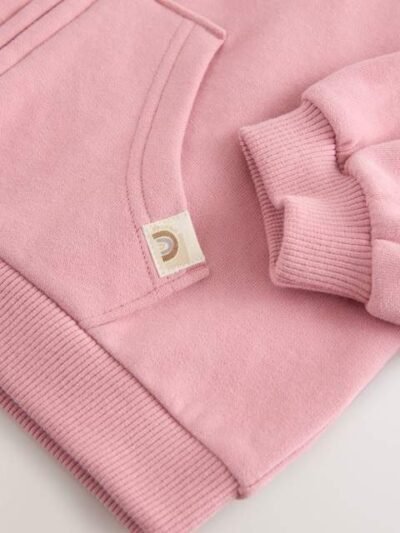 Rose Pink Zip Through Hoodie