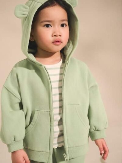 Sage Green Zip Through Hoodie