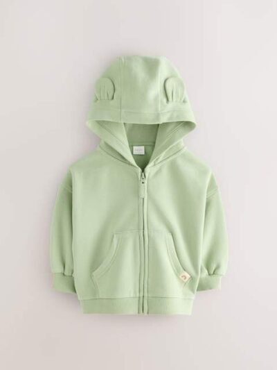 Sage Green Zip Through Hoodie