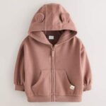 Mocha Brown Zip Through Hoodie