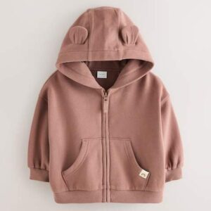 Mocha Brown Zip Through Hoodie