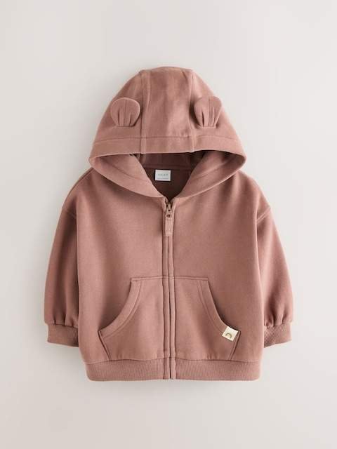 Mocha Brown Zip Through Hoodie
