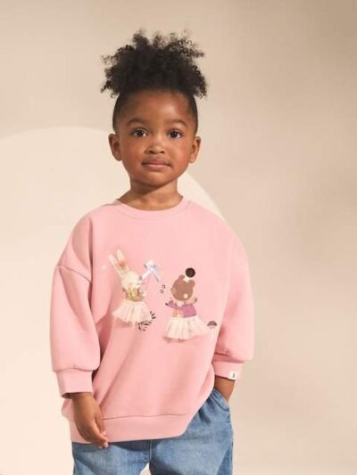 Pink Fairy Characters Crew Neck Sweatshirt