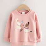 Pink Fairy Characters Crew Neck Sweatshirt