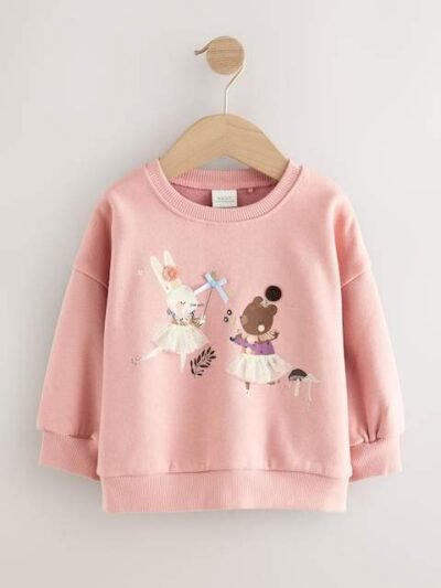 Pink Fairy Characters Crew Neck Sweatshirt