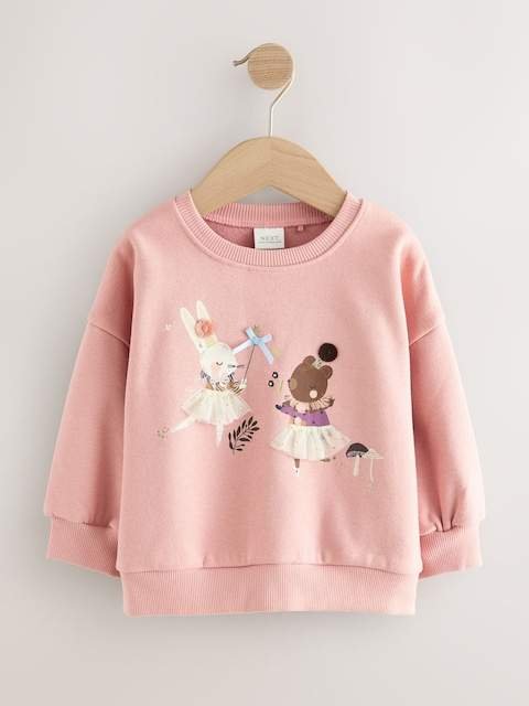 Pink Fairy Characters Crew Neck Sweatshirt
