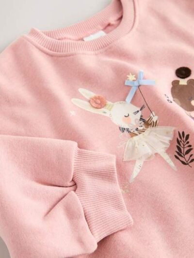Pink Fairy Characters Crew Neck Sweatshirt