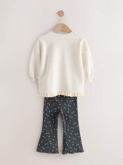 Cream Halloween Witch Frill Hem Sweatshirt & Flare Leggings Set