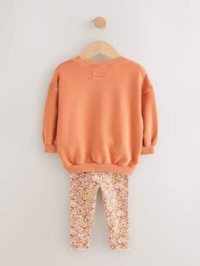 Orange Halloween Pumpkin Sweatshirt & Leggings Set