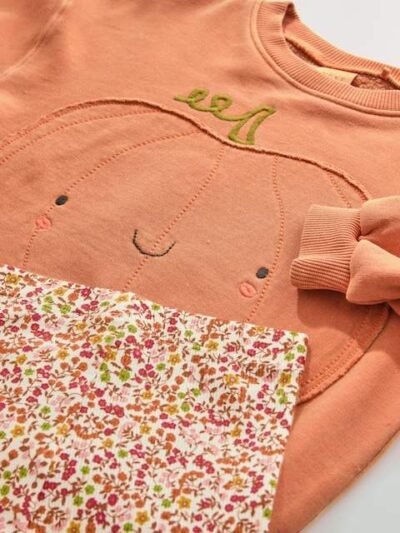 Orange Halloween Pumpkin Sweatshirt & Leggings Set