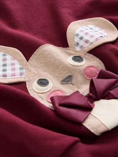 Burgundy Red Check Mouse Sweatshirt and Flare Leggings Set