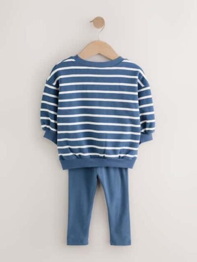 Navy Stripe Characters Sweatshirt and Leggings Set