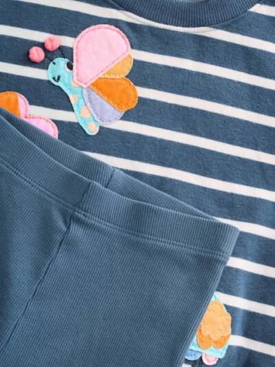 Navy Stripe Characters Sweatshirt and Leggings Set