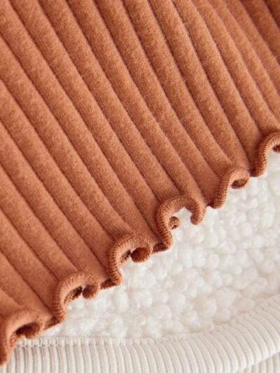 Cream Teddy Borg Sweatshirt and Flare Leggings Set