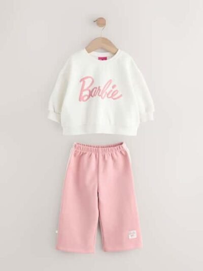 Cream/Pink Barbie Sweatshirt & Wide Leg Joggers Set