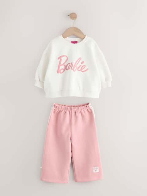 Cream/Pink Barbie Sweatshirt & Wide Leg Joggers Set