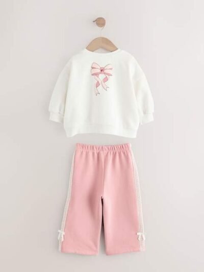 Cream/Pink Barbie Sweatshirt & Wide Leg Joggers Set
