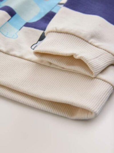 White/Blue Stripe Bluey Crew Neck Cotton Sweatshirt