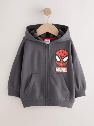 Black Marvel Zip Through Hoodie
