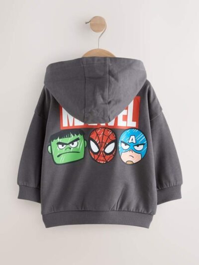 Black Marvel Zip Through Hoodie