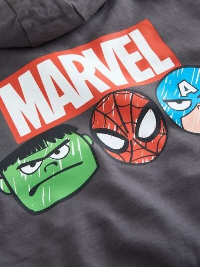 Black Marvel Zip Through Hoodie