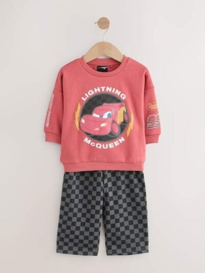 Red Charcoal Cars Crew Sweatshirt and Joggers Set